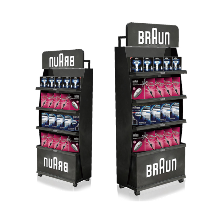 Black Metal Rolling Stand for Razor Display