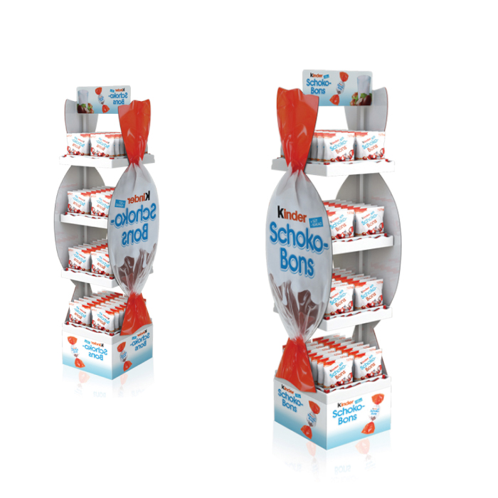 Metal Floor Standing Display Rack for Kinder Chocolate