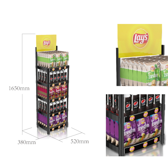 Injection Molded 4-Tier Display Shelf for Potato Chips