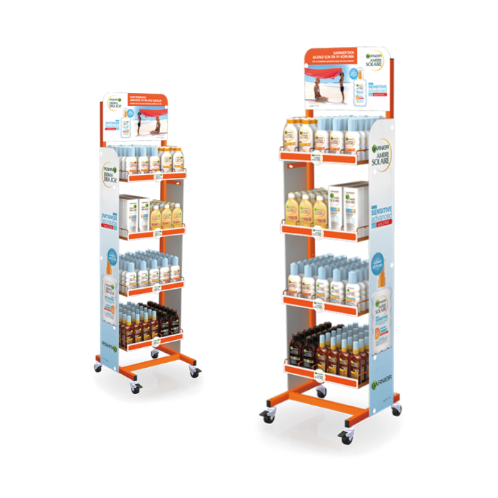 Metal POP Rolling Display Rack for Skin Care Products
