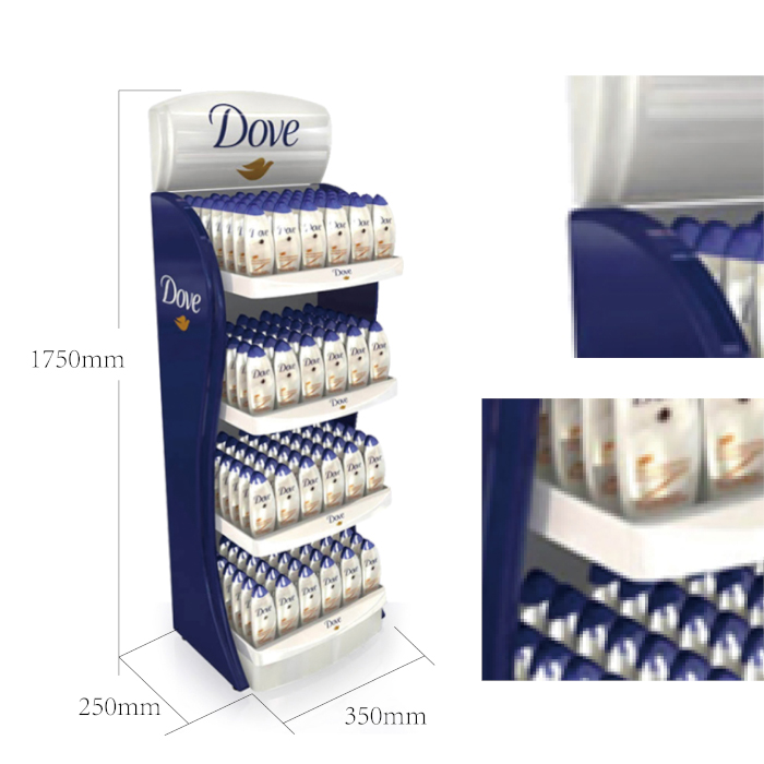 Vacuum Forming Tiered Floor Shampoo Display Stand