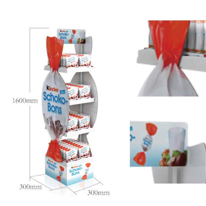 Metal Floor Standing Display Rack for Kinder Chocolate