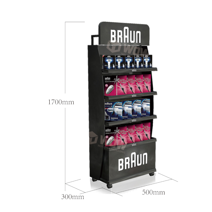 Black Metal Rolling Stand for Razor Display