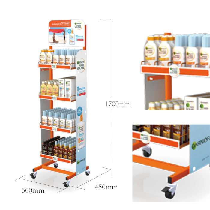 Metal POP Rolling Display Rack for Skin Care Products