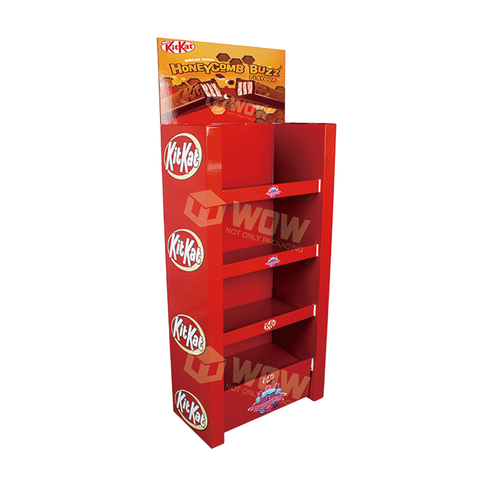 キットカット チョコレートバー 4段段ボール製ディスプレイ棚 - WOW