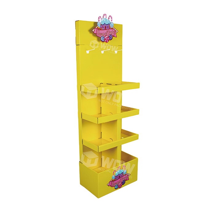 Cardboard Candy Display Stand with Hooks for POP Promotions