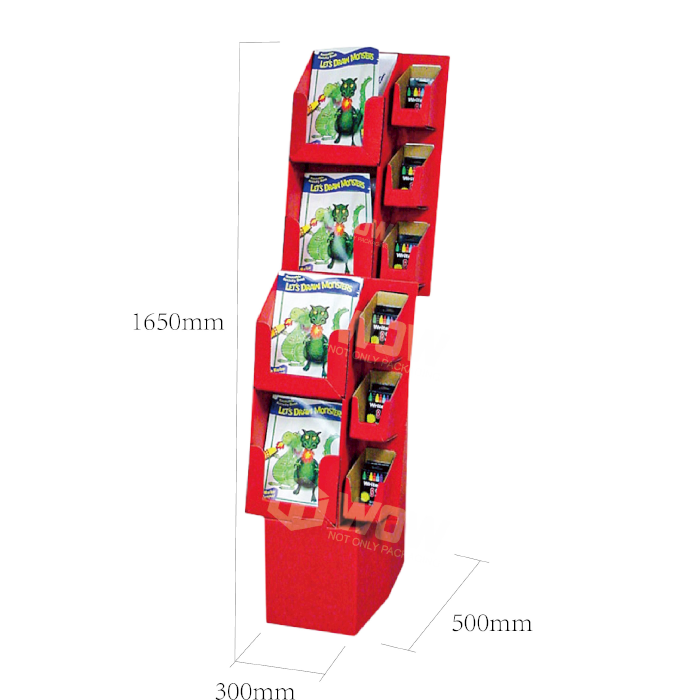 Custom Corrugated Book Display Rack with Stair Stand