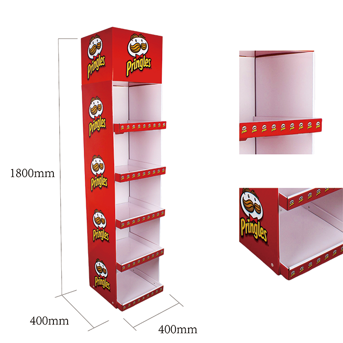 Expositor de cartón de 5 niveles para Pringles para venta minorista