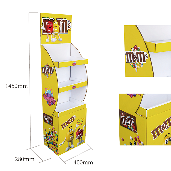 M&M キャンディ カスタム段ボールディスプレイ（棚3段付き） - WOW