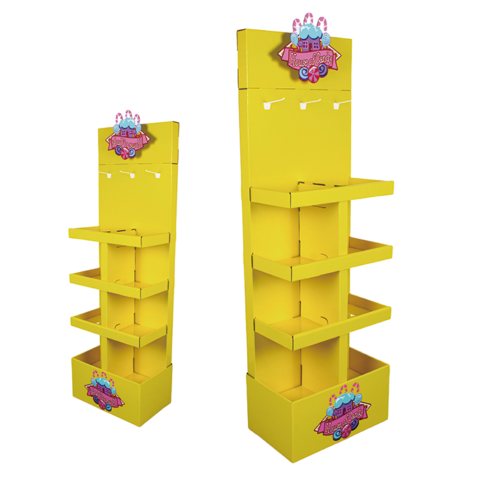 Cardboard Candy Display Stand with Hooks for POP Promotions