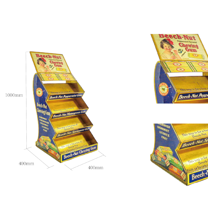 Custom Cardboard Waterfall Display Rack for Chewing Gum