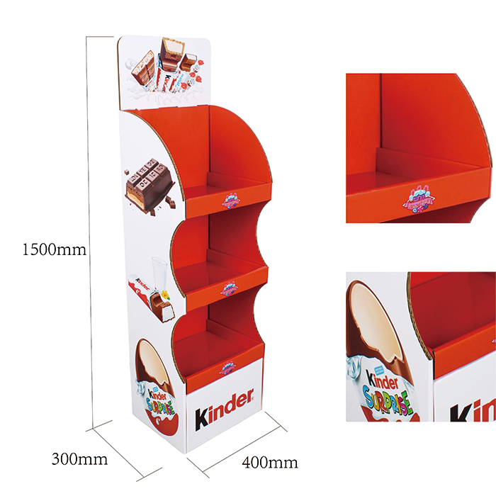 Kinder Chocolate Paper Rack Tower Display with 3 Shelves