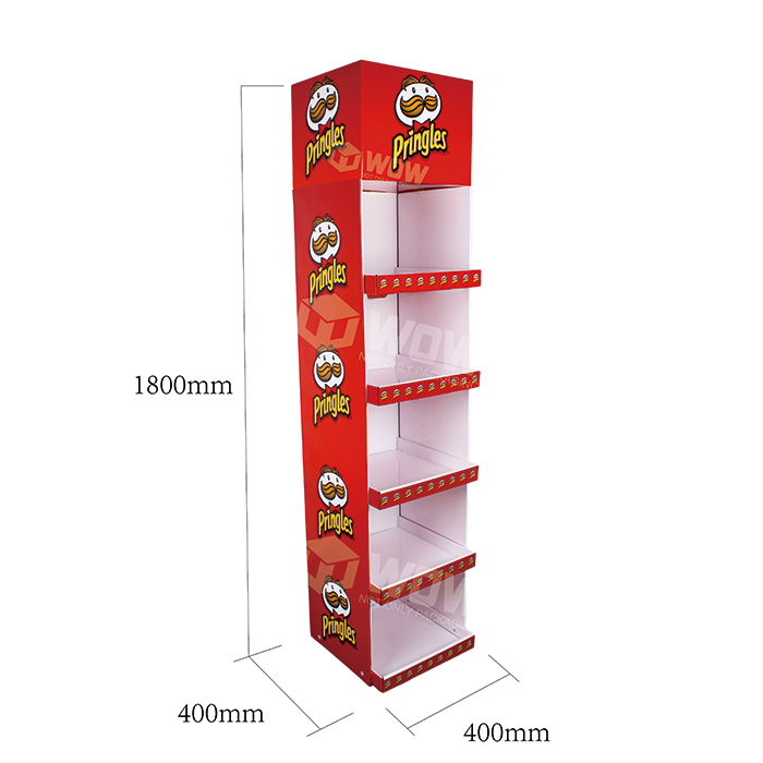 Expositor de cartón de 5 niveles para Pringles para venta minorista