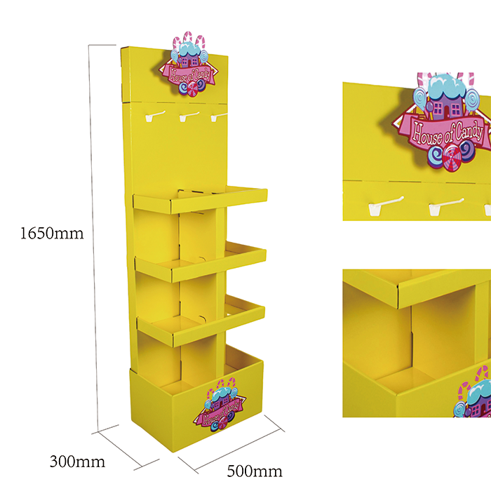 Cardboard Candy Display Stand with Hooks for POP Promotions