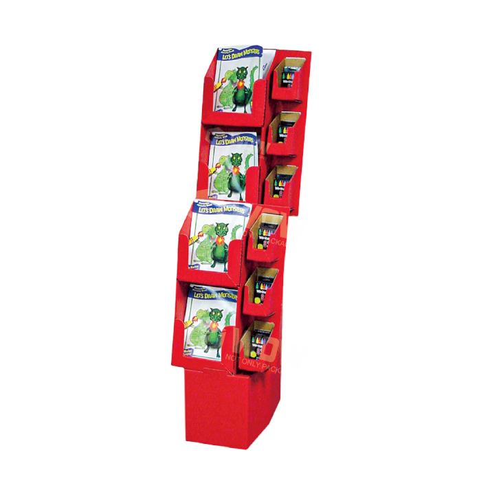 Expositor de libros corrugado personalizado con soporte de escalera