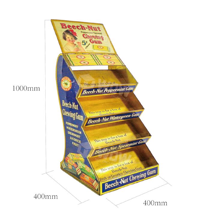 Custom Cardboard Waterfall Display Rack for Chewing Gum