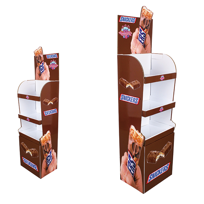 SNICKERS Chocolate 3 Tier Custom Cardboard Display Shelf