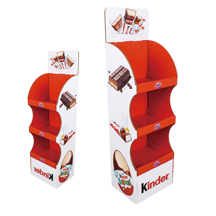 Kinder Chocolate Paper Rack Tower Display with 3 Shelves