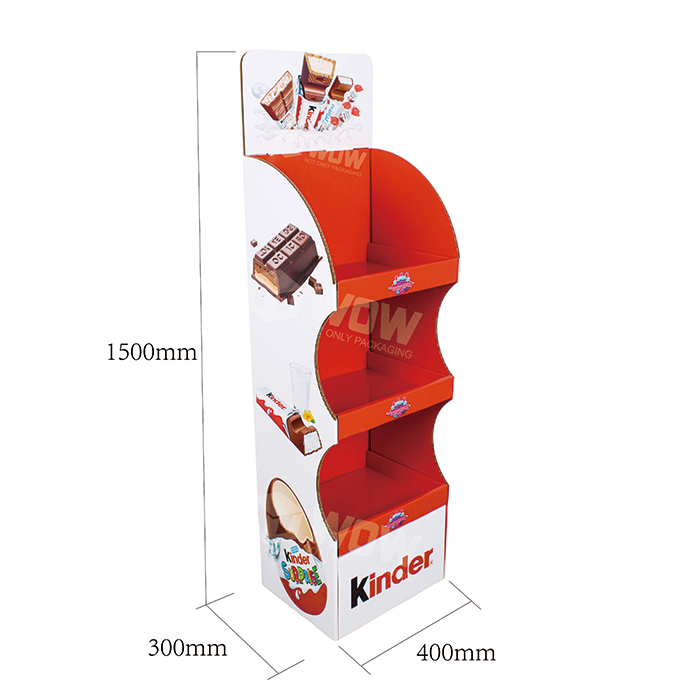 Kinder Chocolate Paper Rack Tower Display with 3 Shelves