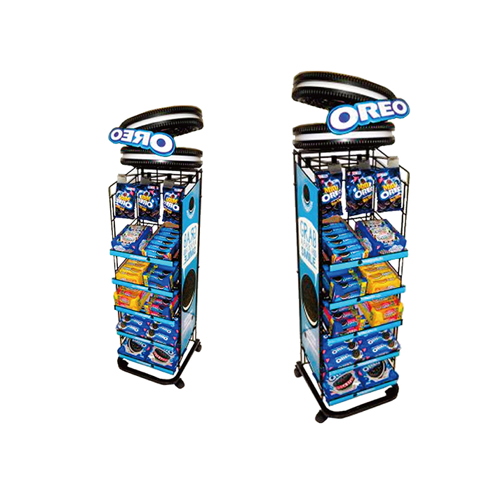 Black Metal Floor Display Stand for Tiered Cookie Products