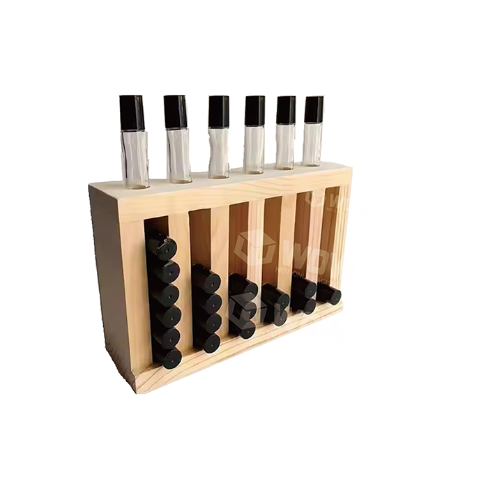 Gravity Feed Wooden POS Counter Display for Essential Oil Bottles