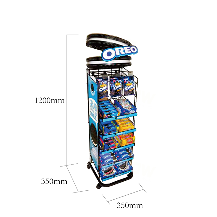Black Metal Floor Display Stand for Tiered Cookie Products