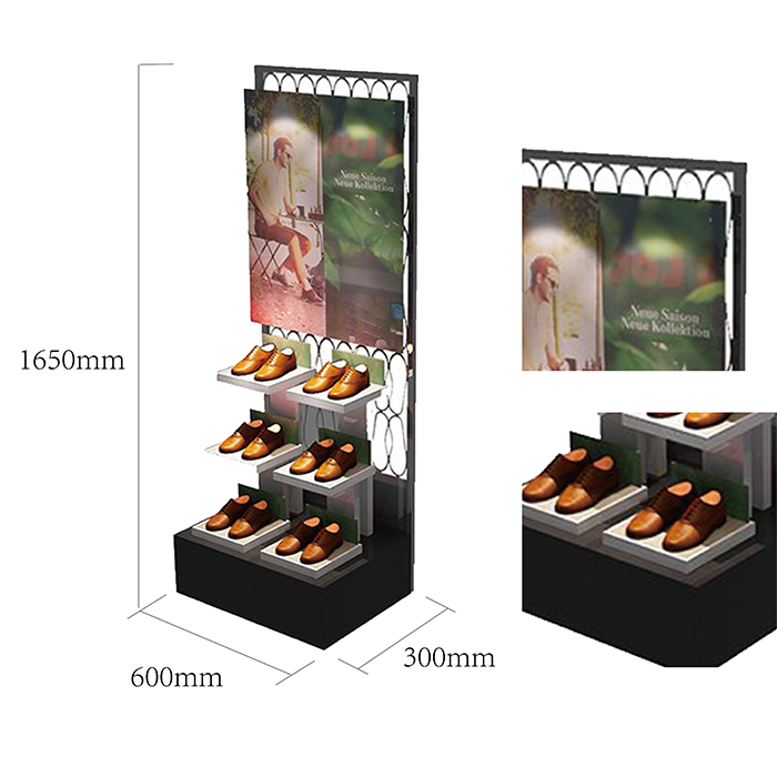 Metal Footwear End Cap Display Stand for Retail Shops