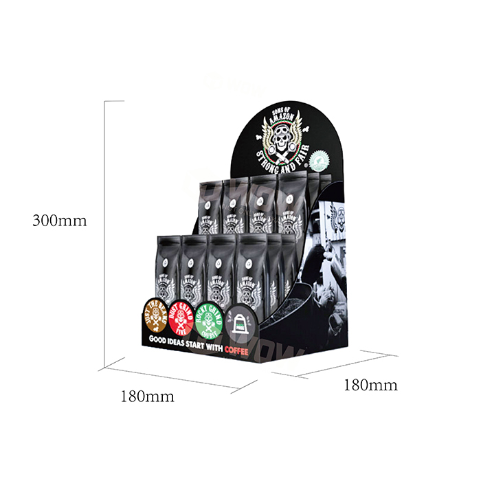 PVC Point of Sale Counter Display Stand for Coffee Beans