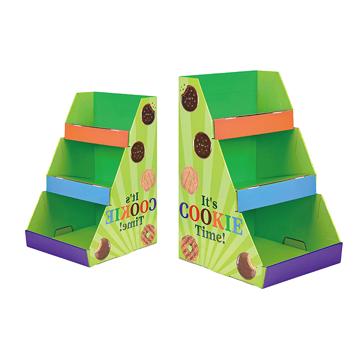 3-Tier Cardboard POS Display Shelf for Macaron Cookies