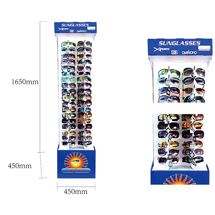 Double-Sided Corrugated Cardboard Display for Sunglasses