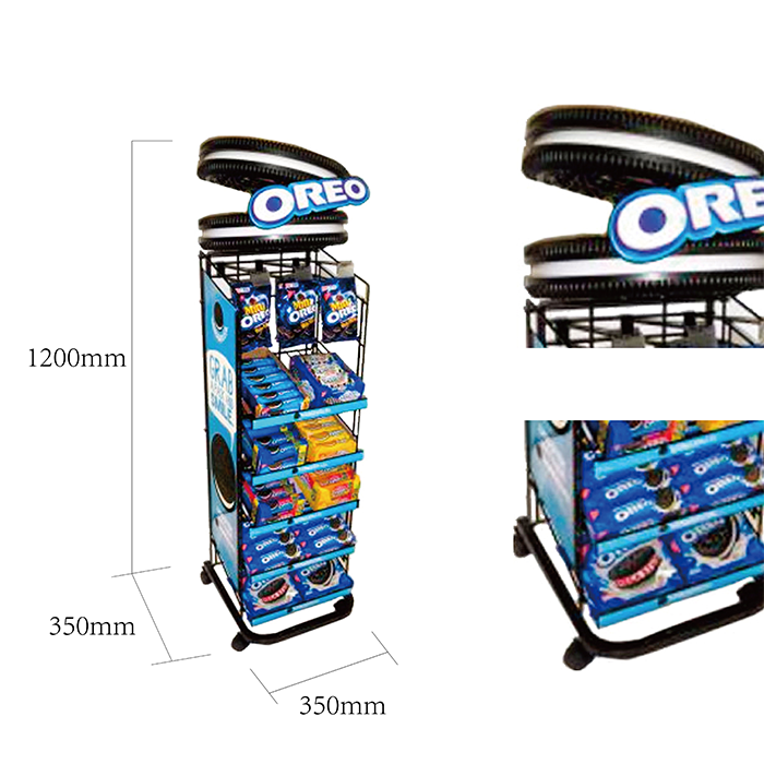 Black Metal Floor Display Stand for Tiered Cookie Products