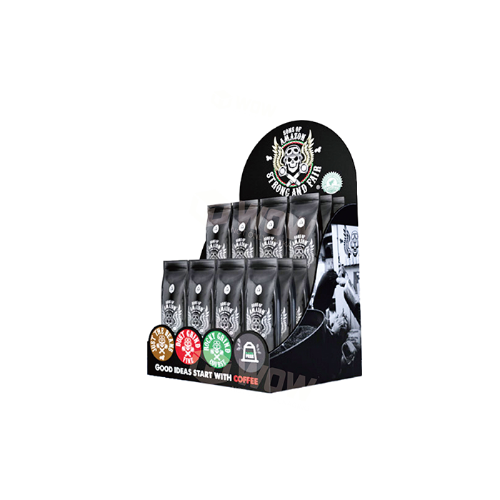 PVC Point of Sale Counter Display Stand for Coffee Beans