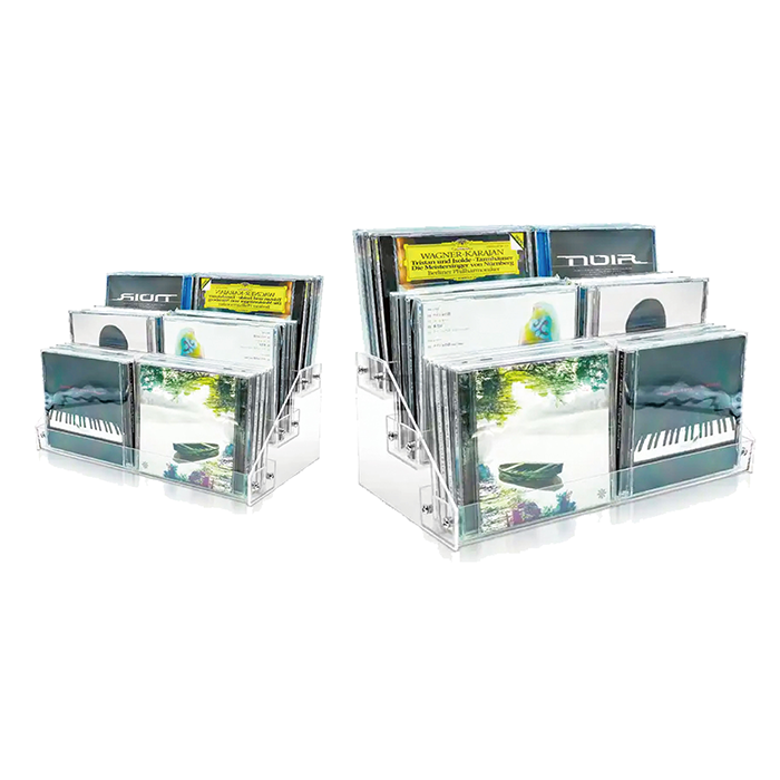 Small Acrylic Tiered Tabletop Display Stand for CD Collections