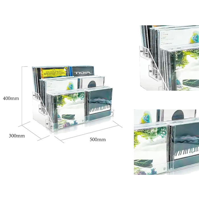 Small Acrylic Tiered Tabletop Display Stand for CD Collections