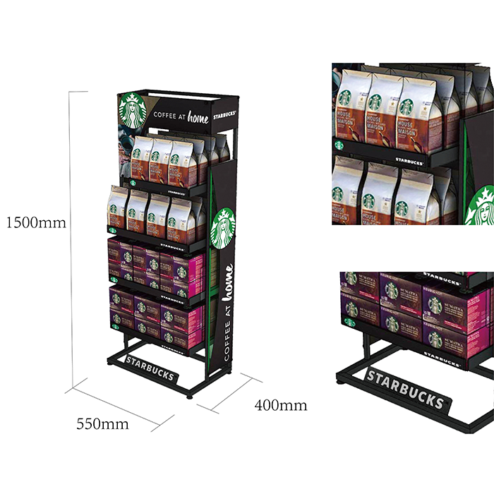 Wire POP Freestanding Starbucks Coffee Display Rack