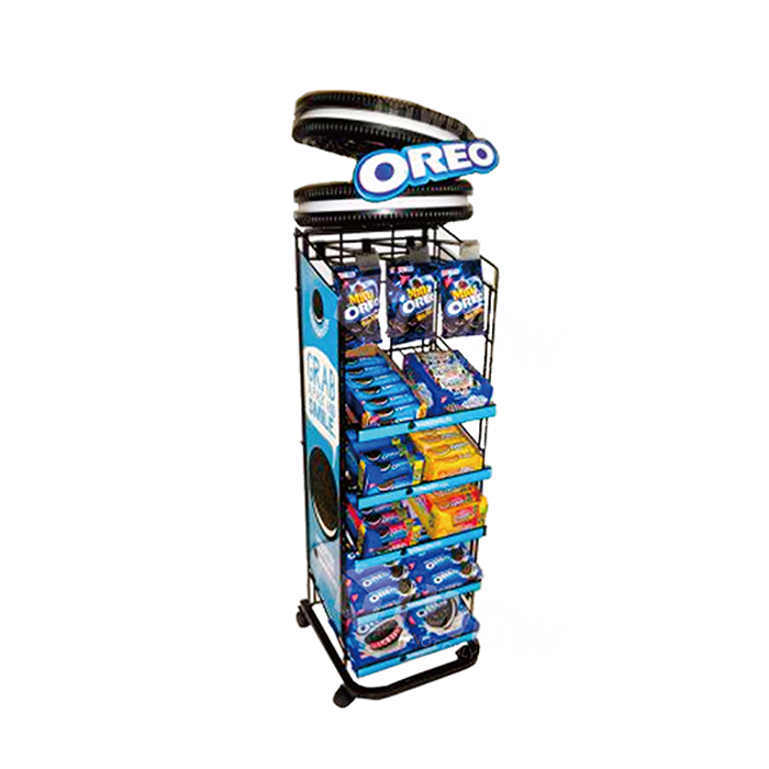 Black Metal Floor Display Stand for Tiered Cookie Products