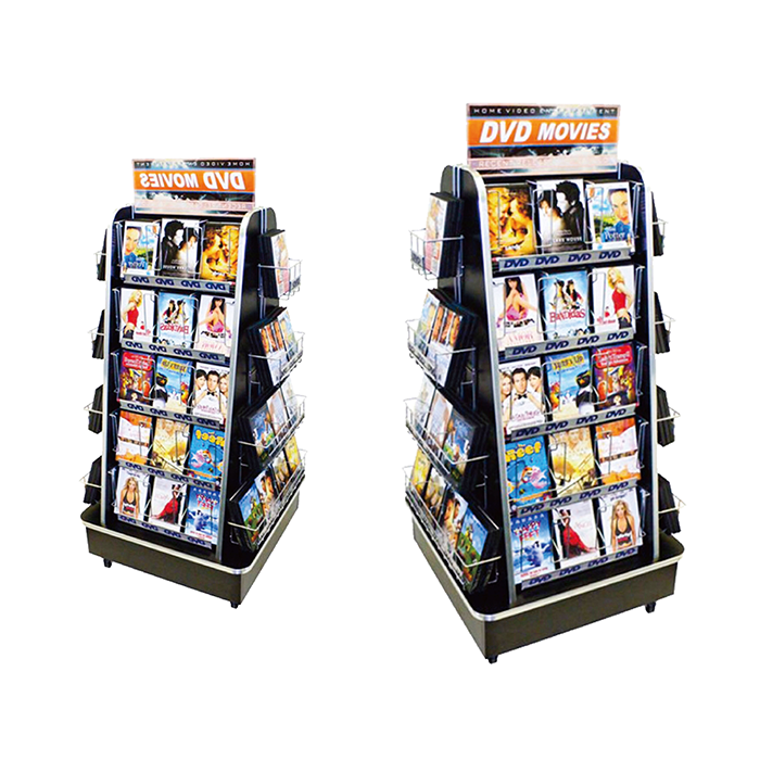 Metal Floor Standing CD Display Rack with Shelving