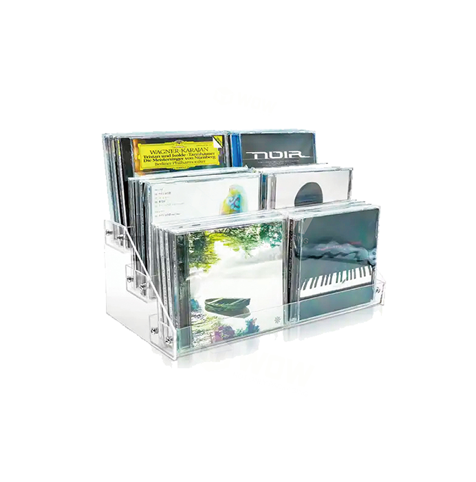 Small Acrylic Tiered Tabletop Display Stand for CD Collections