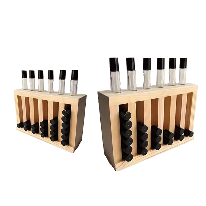 Gravity Feed Wooden POS Counter Display for Essential Oil Bottles