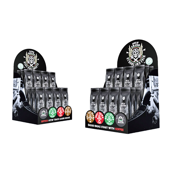 PVC Point of Sale Counter Display Stand for Coffee Beans