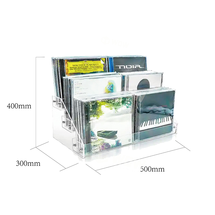 Small Acrylic Tiered Tabletop Display Stand for CD Collections
