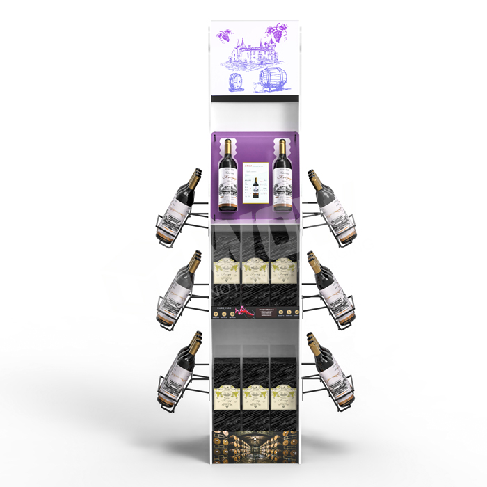 Custom POP PVC Wire Free Standing Beverage Display Unit