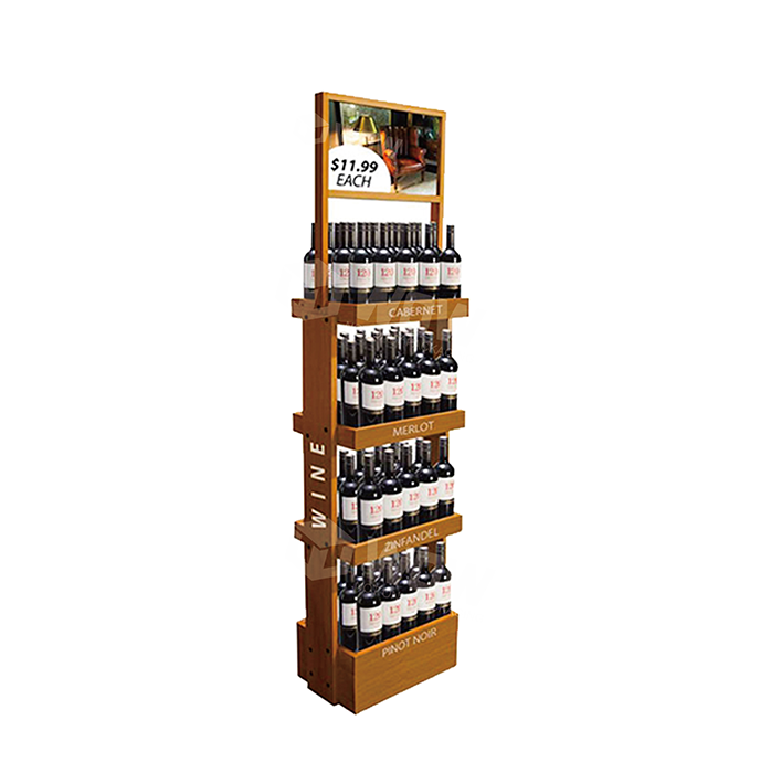 Wooden Retail Display Rack for Liquor with FSDU POS Stand