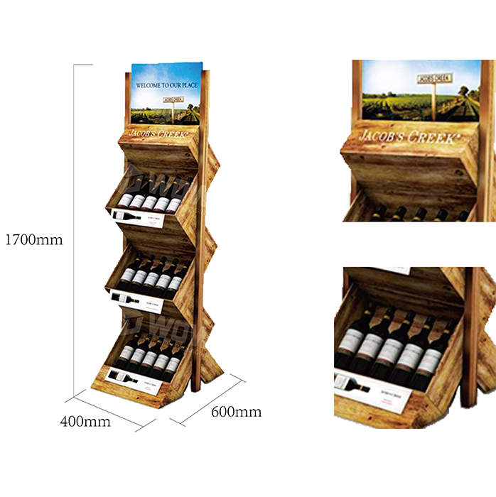 Wooden Wine Bottle Shelf Display Unit
