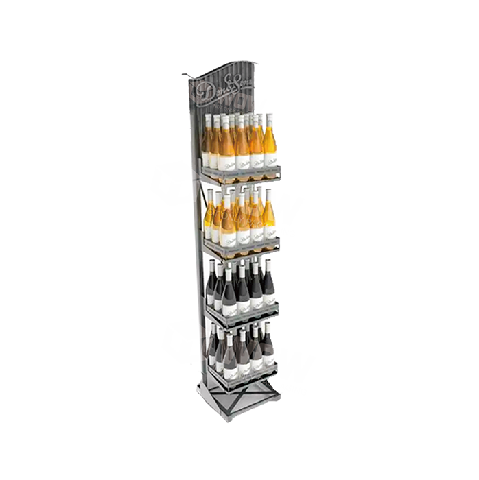 Metal Beverage Display Rack for Floor with Retail Stands