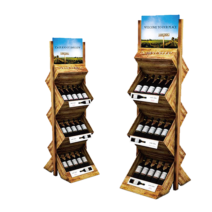 Wooden Wine Bottle Shelf Display Unit