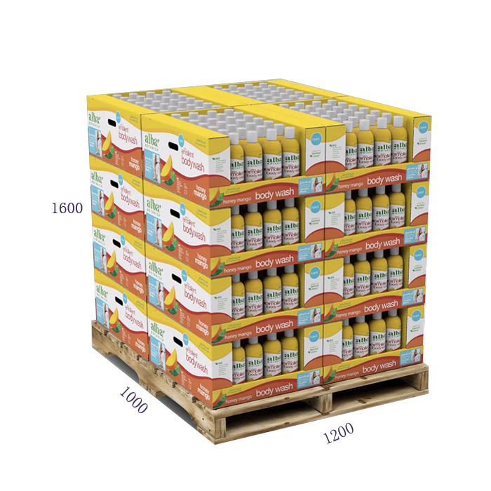 Espositore per succhi d'arancia in pallet ondulato PDQ personalizzato di Sam's Club