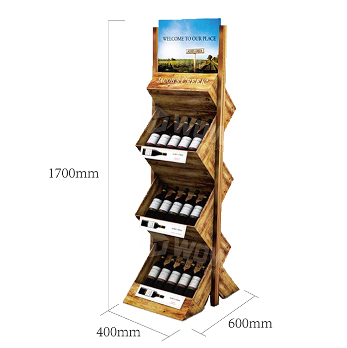 Wooden Wine Bottle Shelf Display Unit