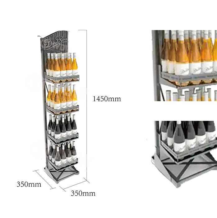Metal Beverage Display Rack for Floor with Retail Stands