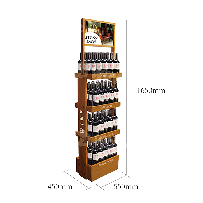 Wooden Retail Display Rack for Liquor with FSDU POS Stand